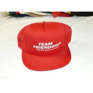 VTG Vintage Snapback Trucker Rope Hat - Red Team Friendship Racing Against Drugs